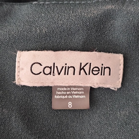 Calvin Klein Jumpsuit Womens 8 Dark Green Belted Wide Leg Sleeveless Stretch - Picture 10 of 13